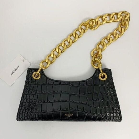 croc embossed faux leather Shoulder Bag for Women PU chunky chain adjustable nwt - Picture 11 of 11